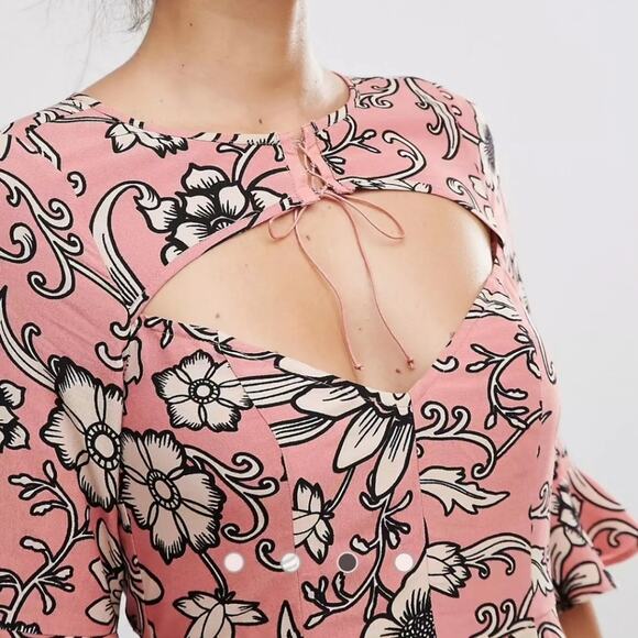 NWT For Love & Lemons Ayla Laced Up Dress in Pink Print - Picture 4 of 9